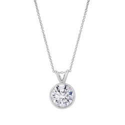 Astral 14K White Gold Round Lab Grown Diamond Pendant - 3 Ctw