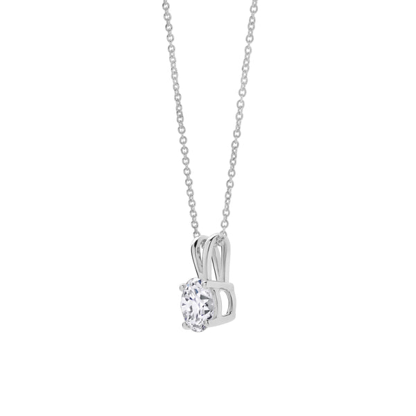 Lucent 14K White Gold Round Lab Grown Diamond Pendant - 1.09 Ctw