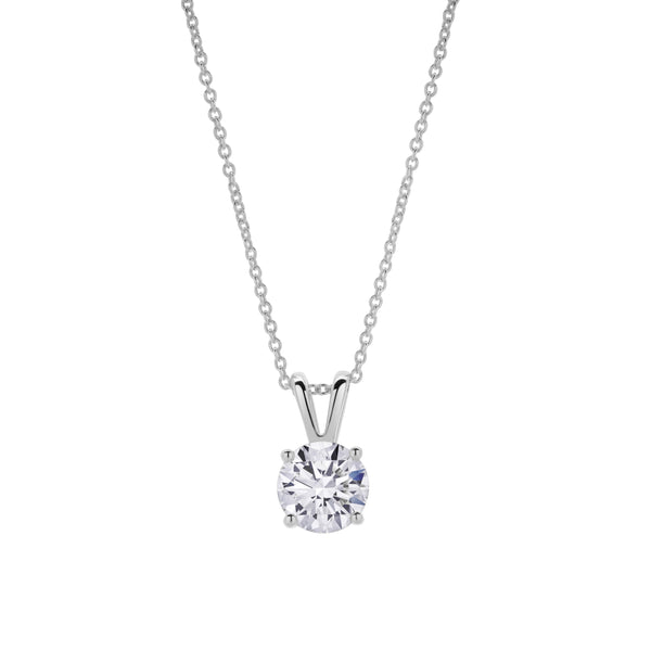 Lucent 14K White Gold Round Lab Grown Diamond Pendant - 1.09 Ctw