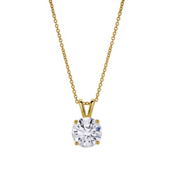 Lucent 14K Yellow Gold Round Lab Grown Diamond Pendant - 1.5 Ctw