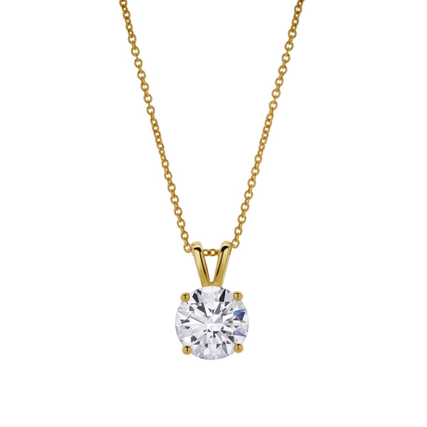 Lucent 14K Yellow Gold Round Lab Grown Diamond Pendant - 1.5 Ctw