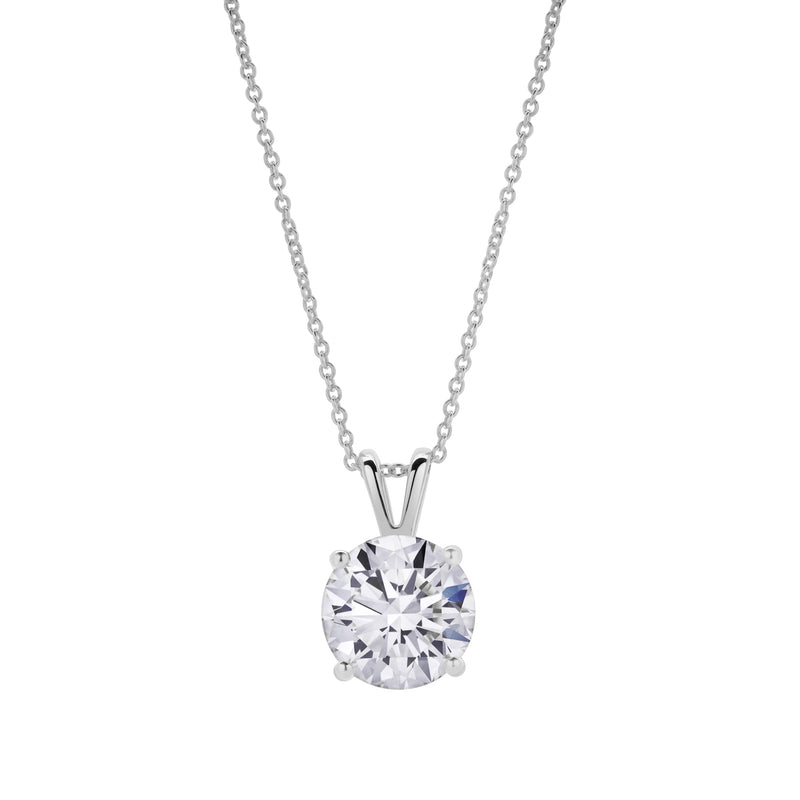 Lucent 14K White Gold Round Lab Grown Diamond Pendant - 3.06 Ctw