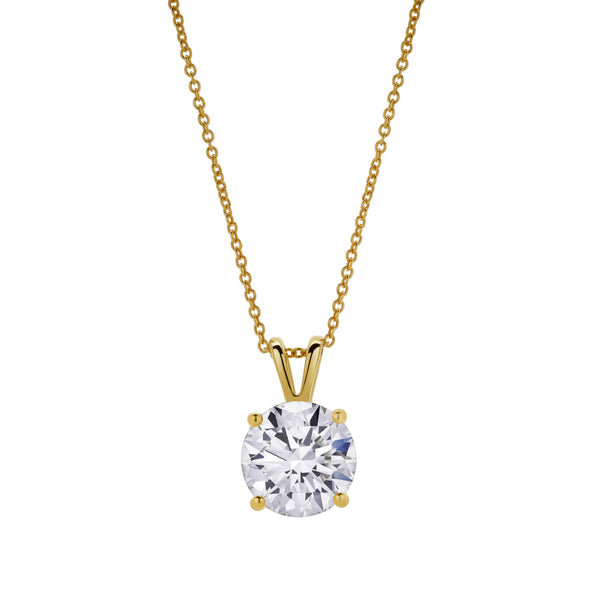 Lucent 14K Yellow Gold Round Lab Grown Diamond Pendant - 3.06 Ctw