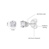 Seraph 2 Ct TW Lab Grown Round Diamond Studs Non Certified 14K White Gold Earrings