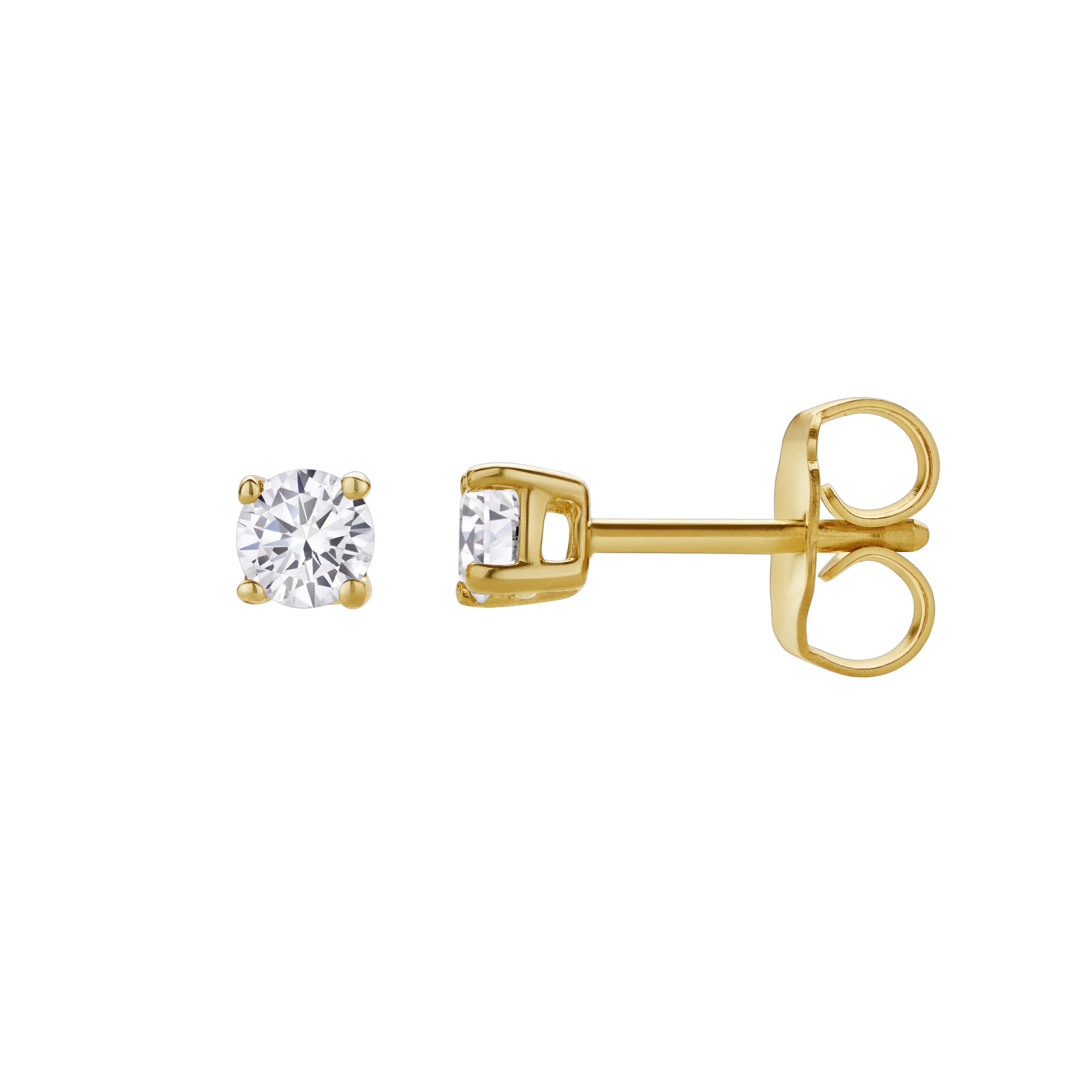 LuvMyJewelry Valeria 14K Yellow Gold Lab Grown Round Solitaire Diamond Earrings - 0.25 Ct