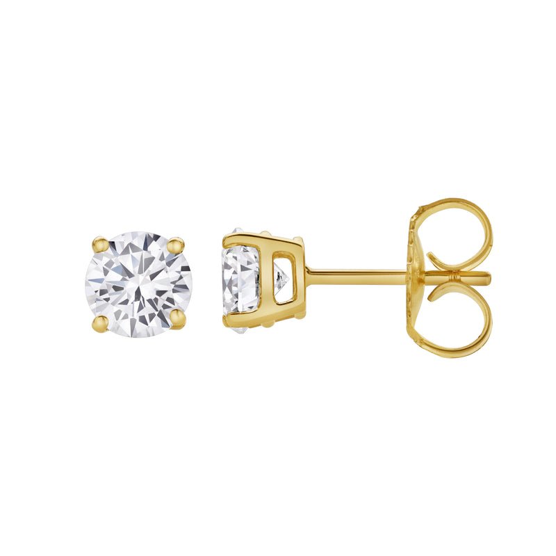 Valeria 14K Gold Lab Grown Round Solitaire Diamond Earrings - 0.75 Ct