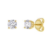 Valeria 14K Yellow Gold Lab Grown Round Solitaire Diamond Earrings - 1 Ct