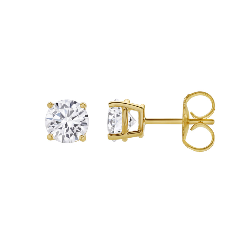 Valeria 14K Gold Lab Grown Round Solitaire Diamond Earrings - 1.25 Ct