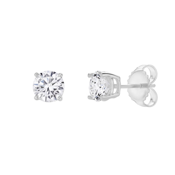 Valeria 14K White Gold Lab Grown Round Solitaire Diamond Earrings - 2 Ct