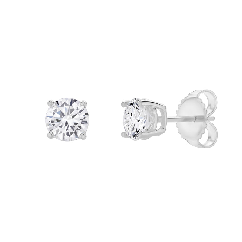 Valeria 14K White Gold Lab Grown Round Solitaire Diamond Earrings - 2 Ct