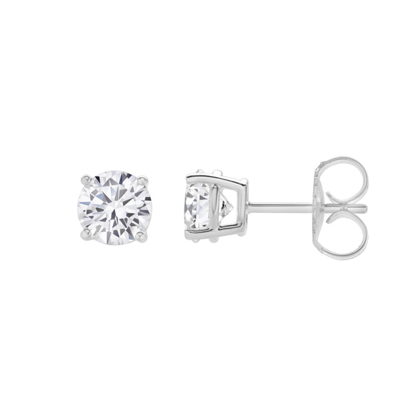 Valeria 14K White Gold Lab Grown Round Solitaire Diamond Earrings - 2 Ct