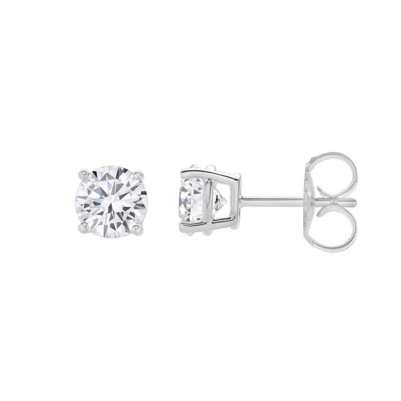 Valeria 14K White Gold Lab Grown Round Solitaire Diamond Earrings - 2 Ct