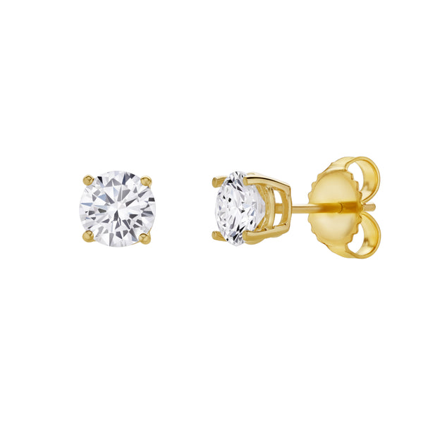 Valeria 14K Yellow Gold Lab Grown Round Solitaire Diamond Earrings - 2 Ct