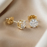 Valeria 1.25 Ct TW Lab Grown Round Diamond Studs 14K Yellow Gold Earrings
