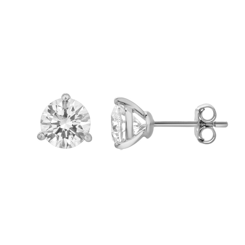 Ellipse 14K White Gold Lab Grown Round Solitaire Diamond Earrings - 2 Cts