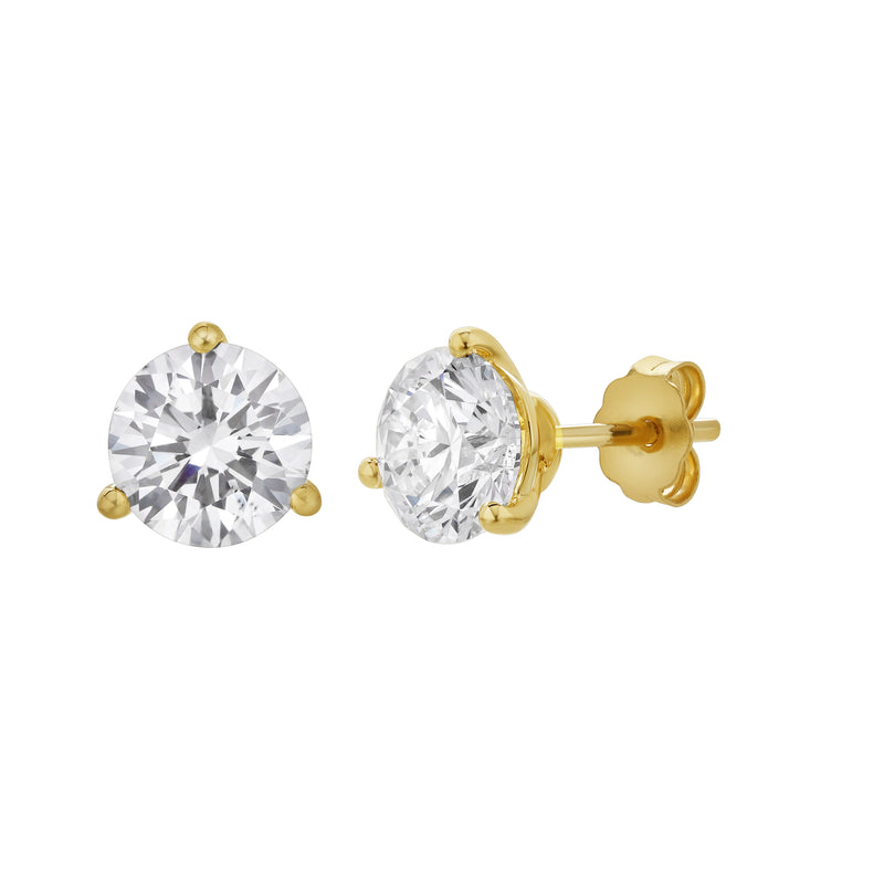 Ellipse 14K Yellow Gold Lab Grown Round Solitaire Diamond Earrings - 2.14 Cts