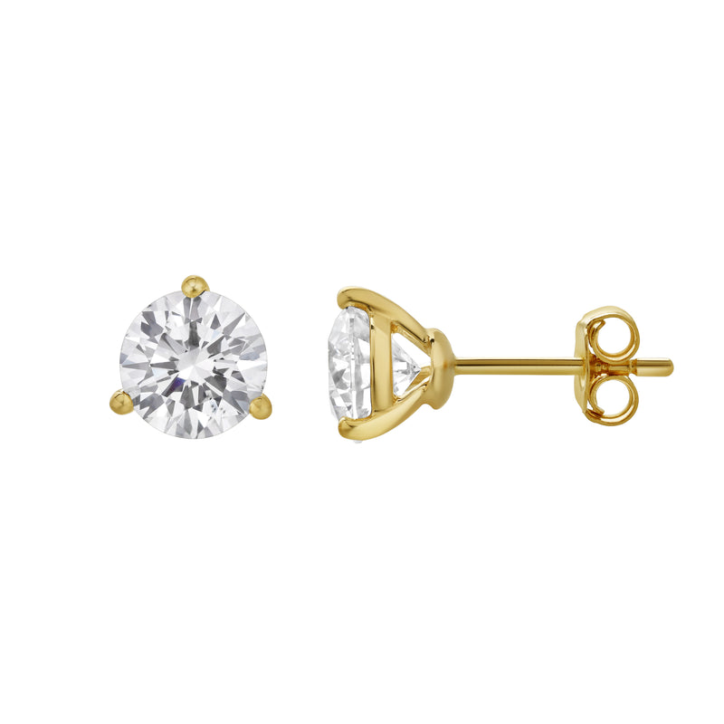 Ellipse 14K Yellow Gold Lab Grown Round Solitaire Diamond Earrings - 2.14 Cts