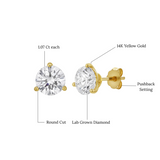 Ellipse 2.14 Ct TW Lab Grown Round Diamond Studs Martini 14K Yellow Gold Earrings