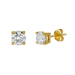 Silla 14K Yellow Gold Lab Grown Round Solitaire Diamond Earrings - 1 Cts