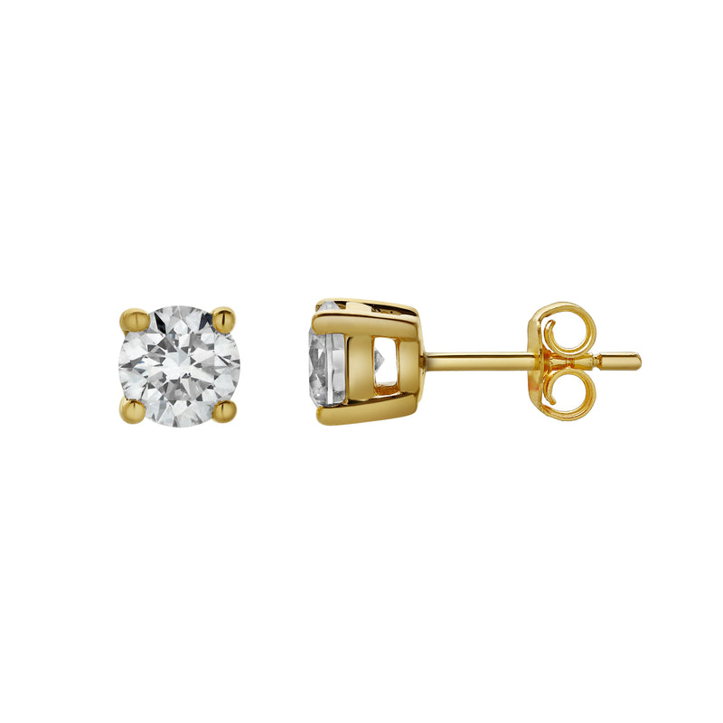 Silla 14K Yellow Gold Lab Grown Round Solitaire Diamond Earrings - 1 Cts