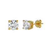 Akna 14K Yellow Gold Lab Grown Round Solitaire Diamond Earrings - 1.5 Cts