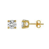 Akna 14K Yellow Gold Lab Grown Round Solitaire Diamond Earrings - 1.5 Cts