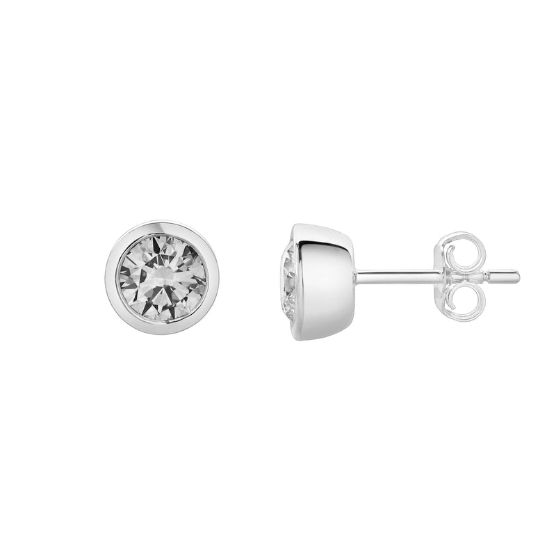 Uyarak 14K White Gold Lab Grown Round Solitaire Diamond Earrings - 1 Cts