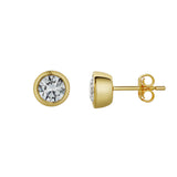 Alisha 1.5 Ct TW Non Certified Lab Grown Round Diamond Studs Bezel 14K Yellow Gold Earrings
