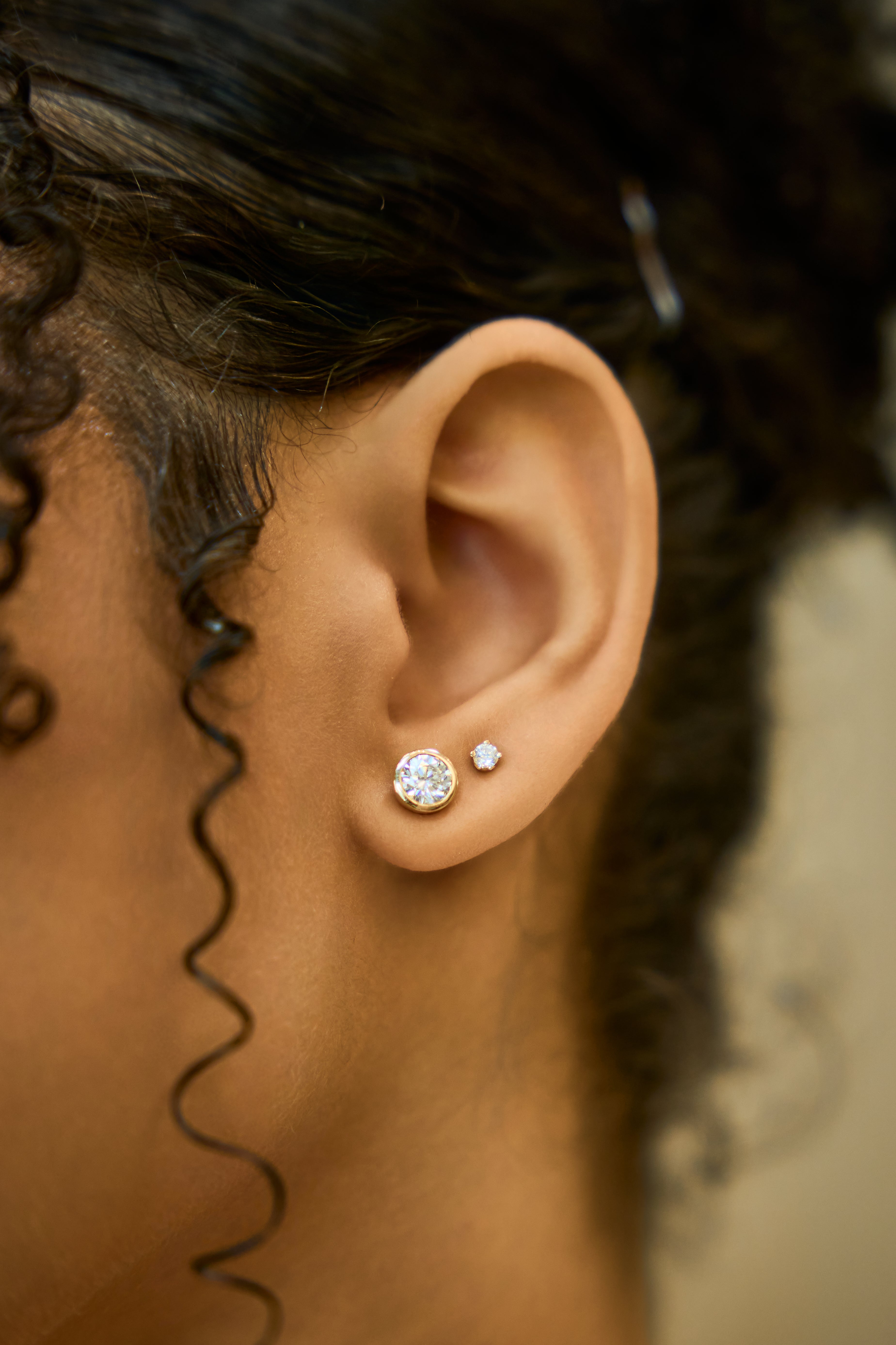 Alina Baguette & Round-Cut Diamond Clover Stud Earrings in 14K