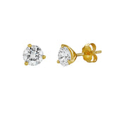Nasak 1.5 Ct TW Non Certified Lab Grown Round Diamond Studs Martini 14K Yellow Gold Earrings