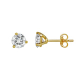 Nasak 1.5 Ct TW Non Certified Lab Grown Round Diamond Studs Martini 14K Yellow Gold Earrings