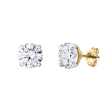 Nisara 3.5 Ct TW Lab Grown Round Diamond Studs Prong 14K Yellow Gold Earrings
