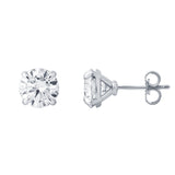 Nisara 4 Ct TW Lab Grown Round Diamond Studs Prong 14K White Gold Earrings