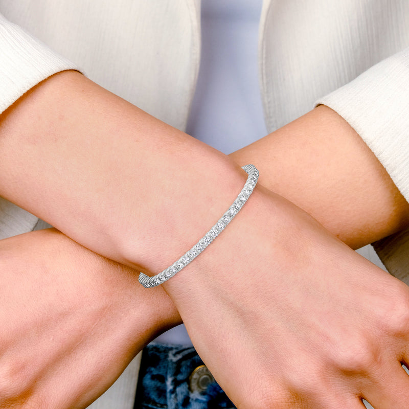 15Luv 10K White Gold Lab Grown Diamond Tennis Bracelets - 6 Carats