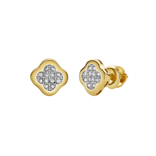 Clovetail 10K Yellow Gold Cluster Diamond Unisex Earrings - 0.05 Cts