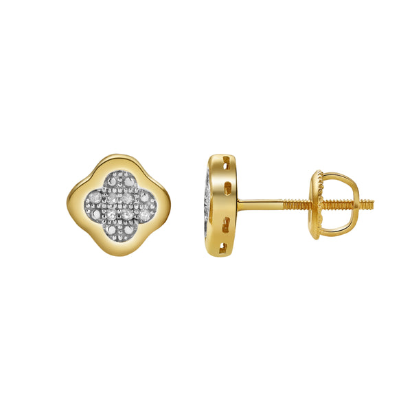 Clovetail 10K Yellow Gold Cluster Diamond Unisex Earrings - 0.05 Cts