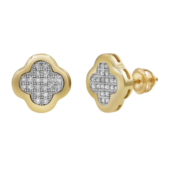 Clover Stud 10K Yellow Gold Diamond Earrings 0.21 ct. tw.