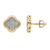 Clover Stud 10K Yellow Gold Diamond Earrings 0.21 ct. tw.