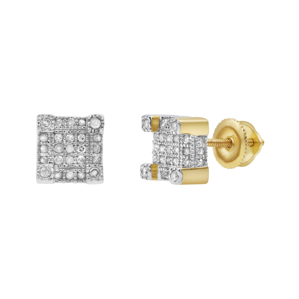 Square Stud 10K Yellow Gold Diamond Earrings 0.25 ct. tw.
