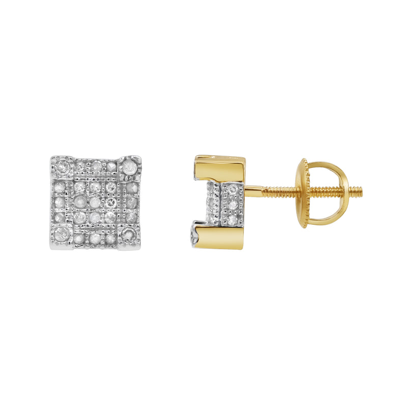 Square Stud 10K Yellow Gold Diamond Earrings 0.25 ct. tw.