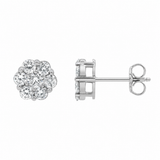 Glimmer 14K White Gold Flower Cluster Diamond Earrings - 0.76 Ct