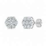 Glimmer 14K White Gold Flower Cluster Diamond Earrings - 0.76 Ct