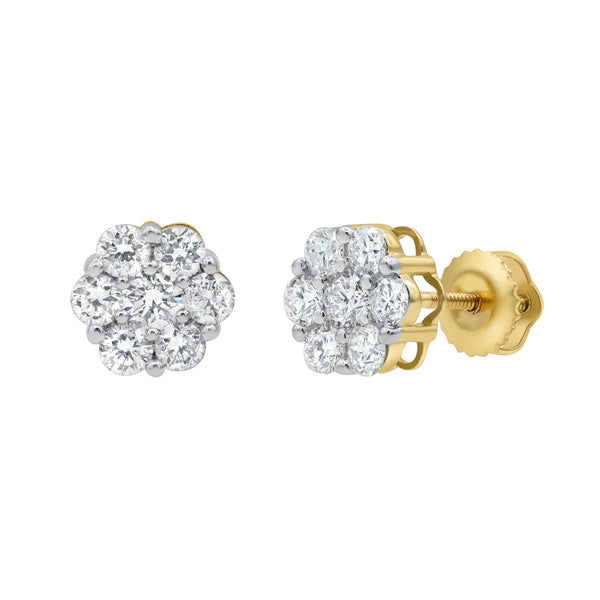 Iconic Cluster Stud 14K Yellow Gold Diamond Earrings 0.73 ct. tw.