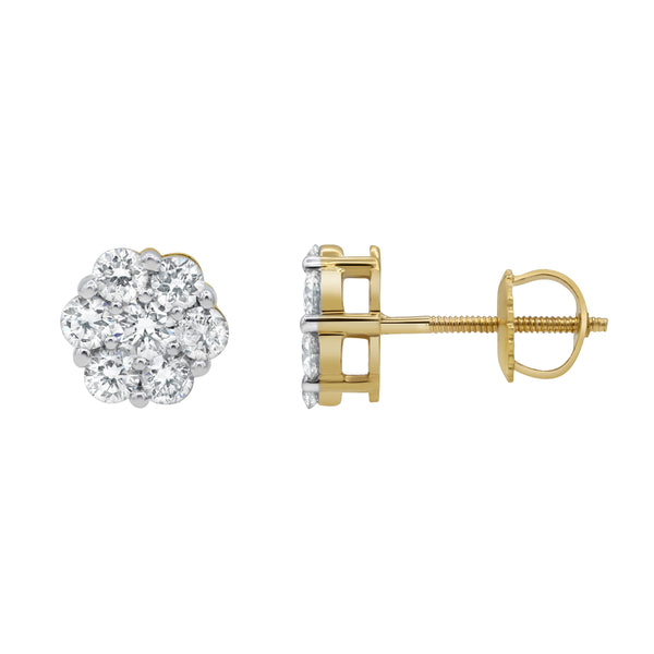 Iconic Cluster Stud 14K Yellow Gold Diamond Earrings 0.73 ct. tw.