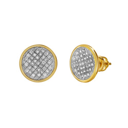 Vivid 10K Yellow Gold Cluster Diamond Unisex Earrings - 0.3 Cts