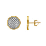 Vivid 10K Yellow Gold Cluster Diamond Unisex Earrings - 0.3 Cts