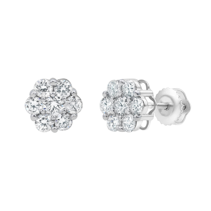 Starlet 14K White Gold Flower Cluster Diamond Earrings - 0.39 Ct