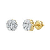 Sophisticated Cluster Stud 14K Yellow Gold Diamond Earrings 0.39 ct. tw.