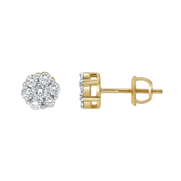 Sophisticated Cluster Stud 14K Yellow Gold Diamond Earrings 0.39 ct. tw.