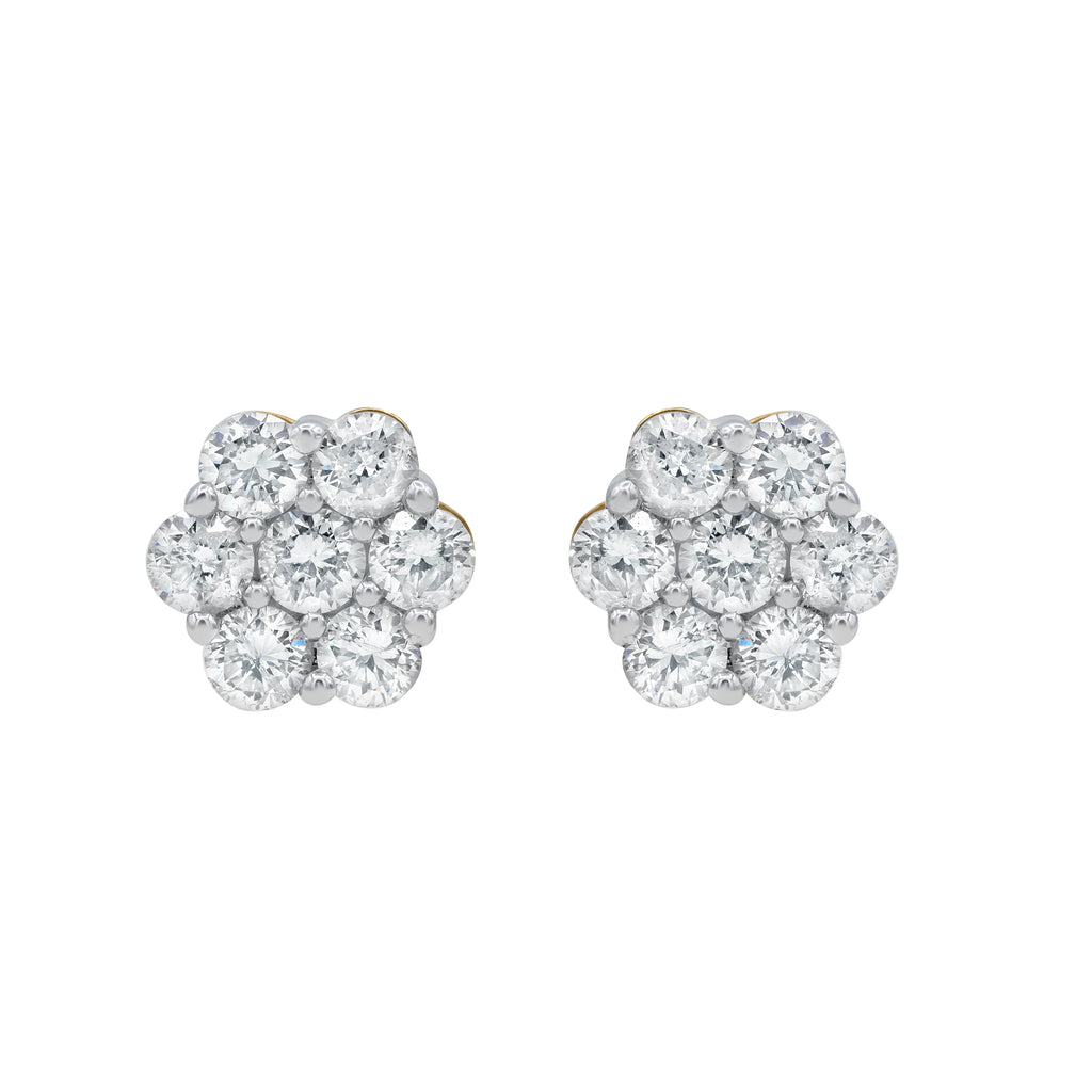 Multi Diamond Sparkle Chain Stud Earring | 14k Gold | EF